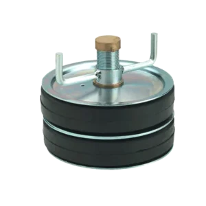 1.5" Double seal test plug with steel wing nut for pipe pressure testing.